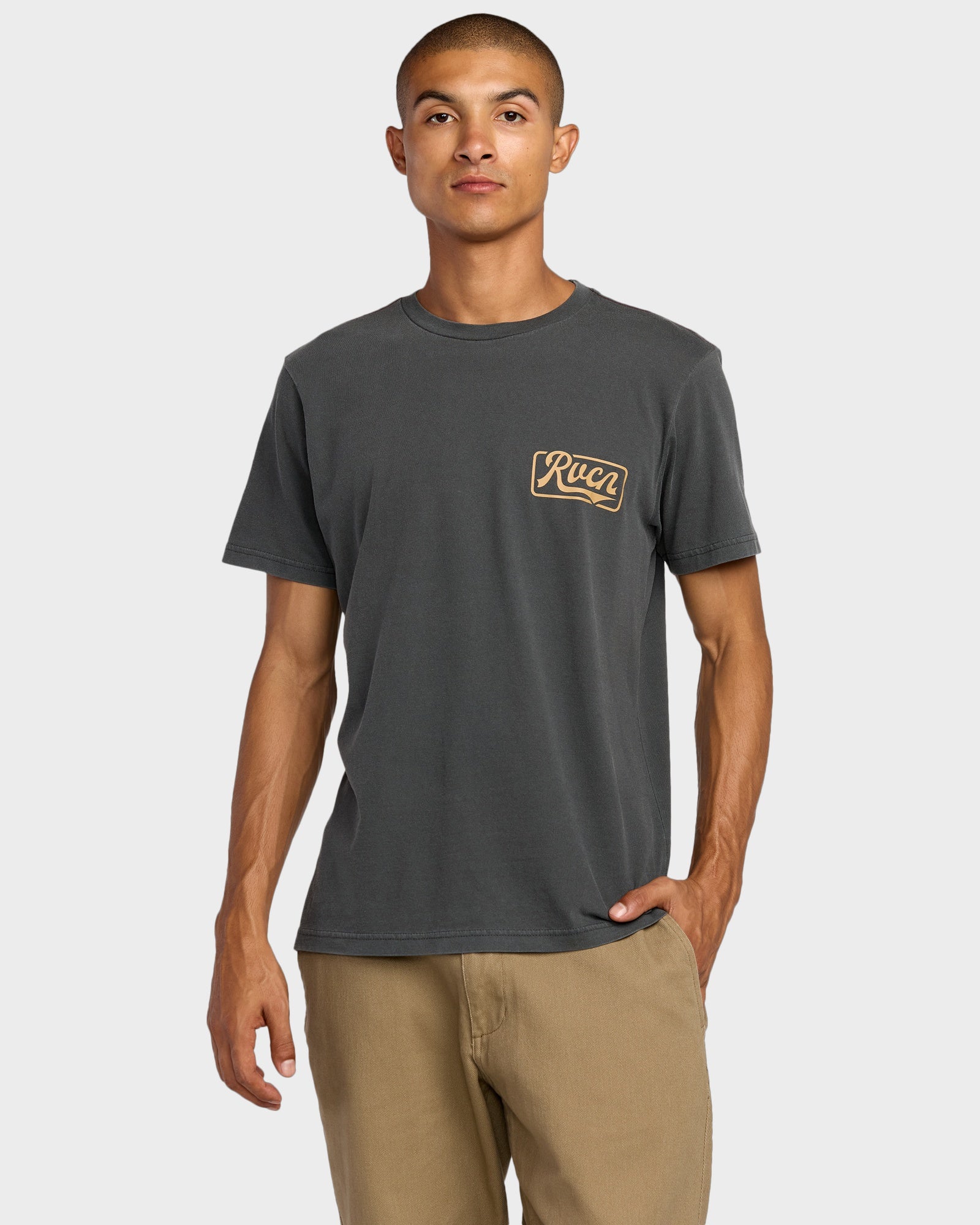 RVCA Men's Frame Chambray Short Sleeve Shirt - Regular Fit, Cotton Poplin