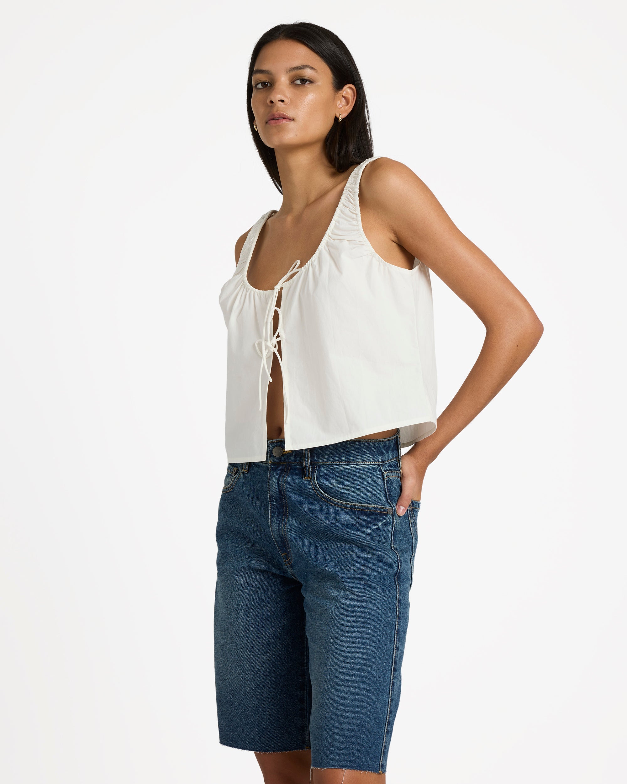 Womens Long Beach Denim Shorts