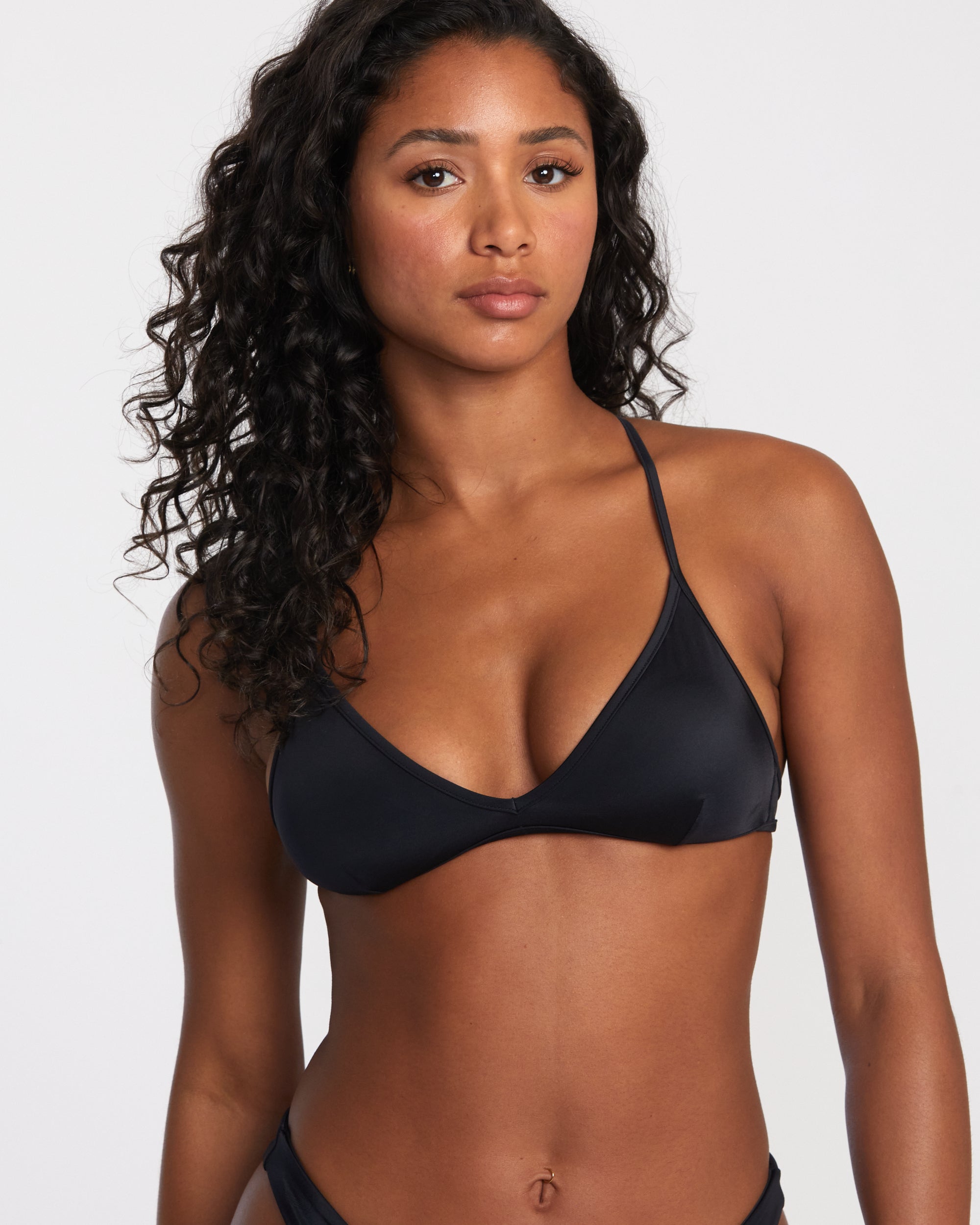 Womens Solid Triangle Crossback Bikini Top