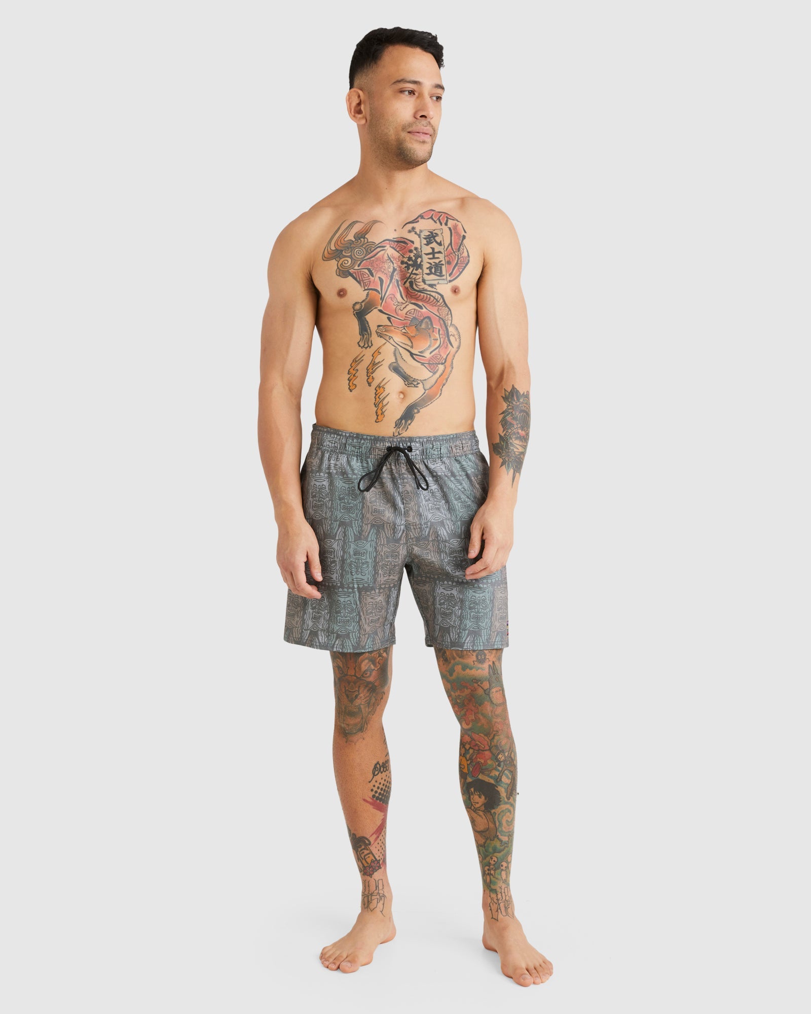 Mens Oblow Tapa 17"Elastic Boardshorts