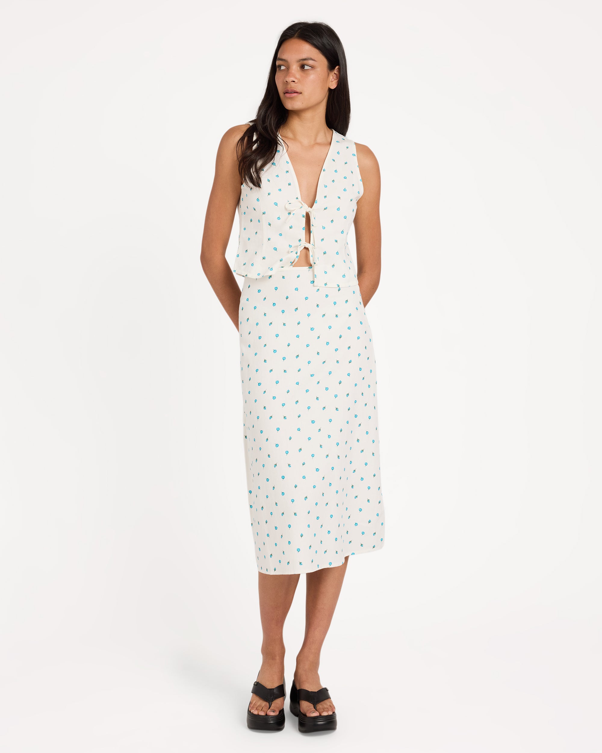 Womens Rose Bud Annika Midi Skirt