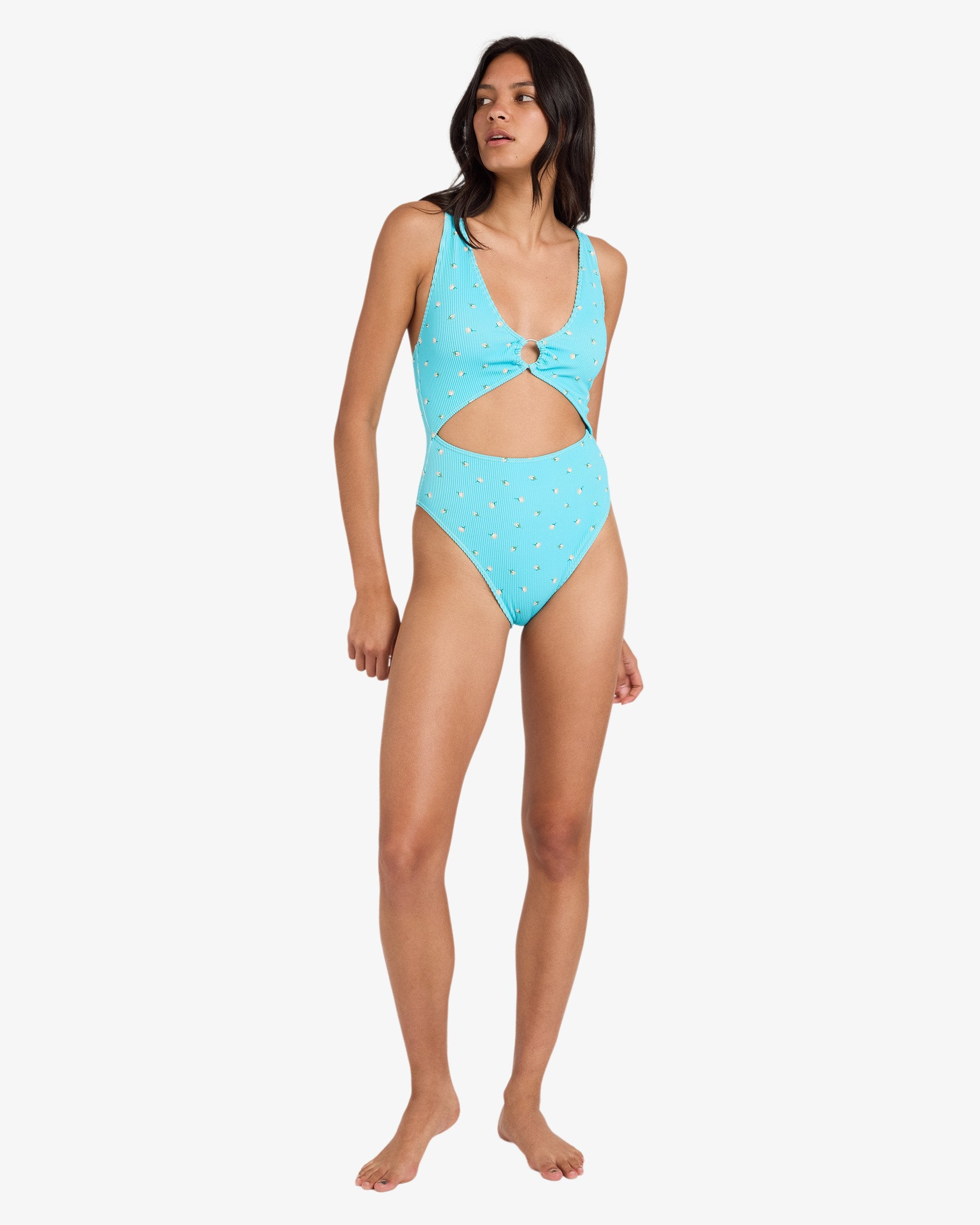 Womens Rose Bud One Piece Swimsuit