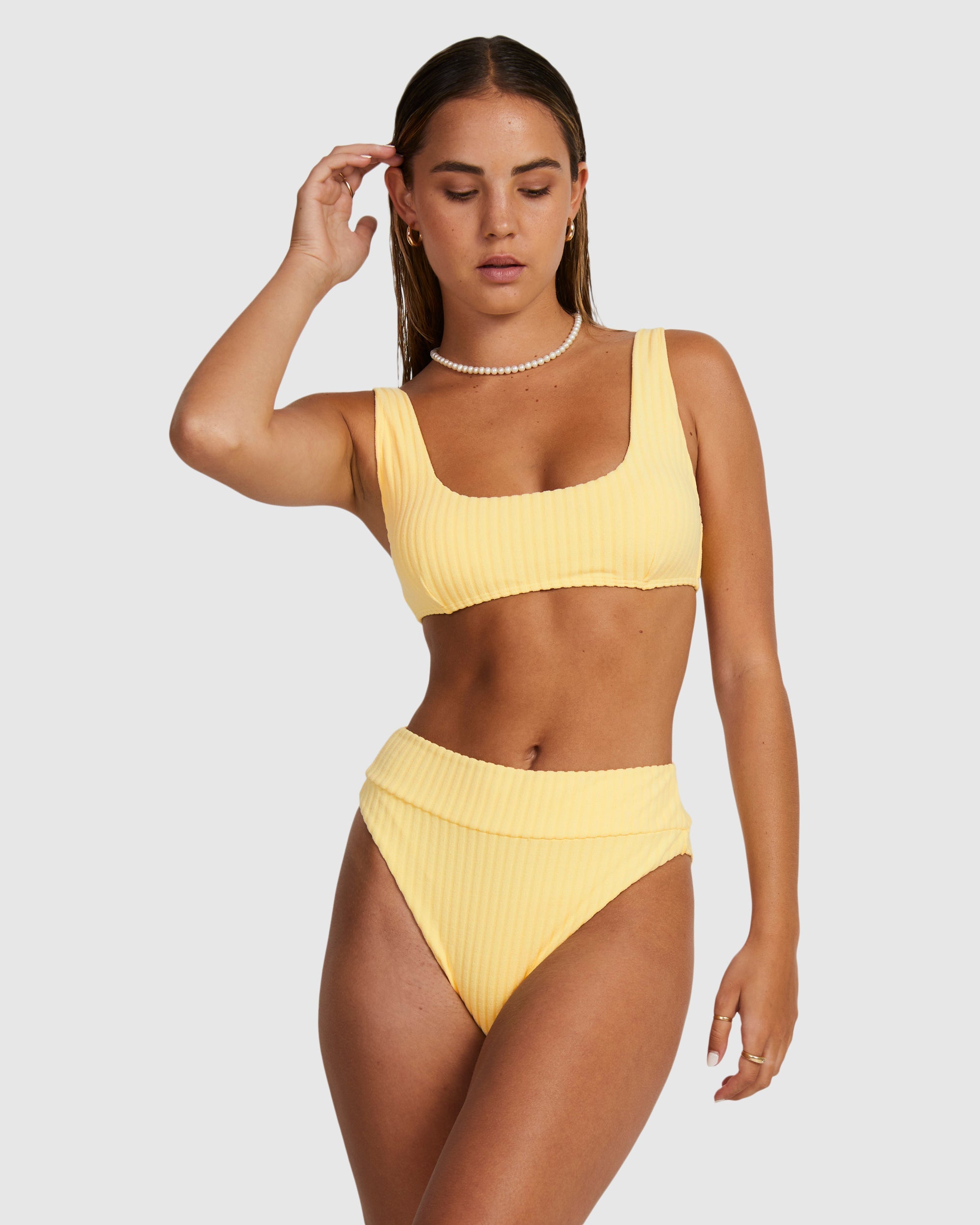 Womens Tezzy Rib Scooped Bralette Bikini Top