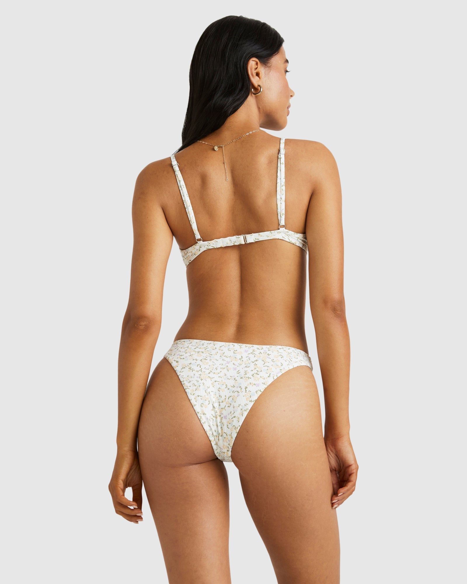 Womens Ditsy Rib Fixed Tri Bikini Top