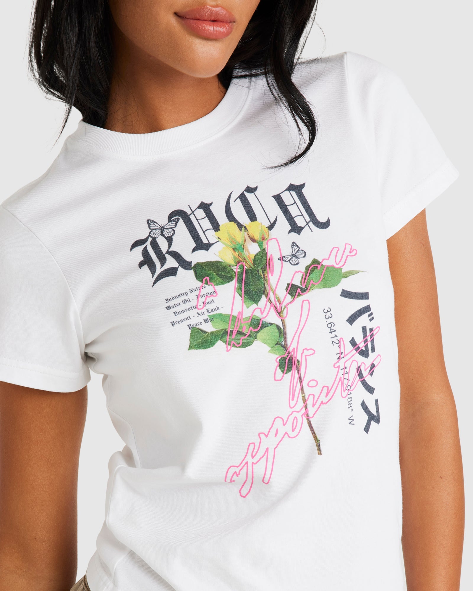 Womens Neon Lights Shrunken T-Shirt