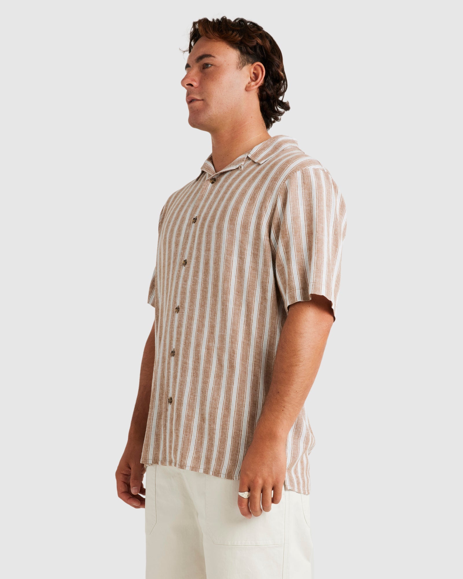 Mens Beat Stripe Vintage Short Sleeve Shirt