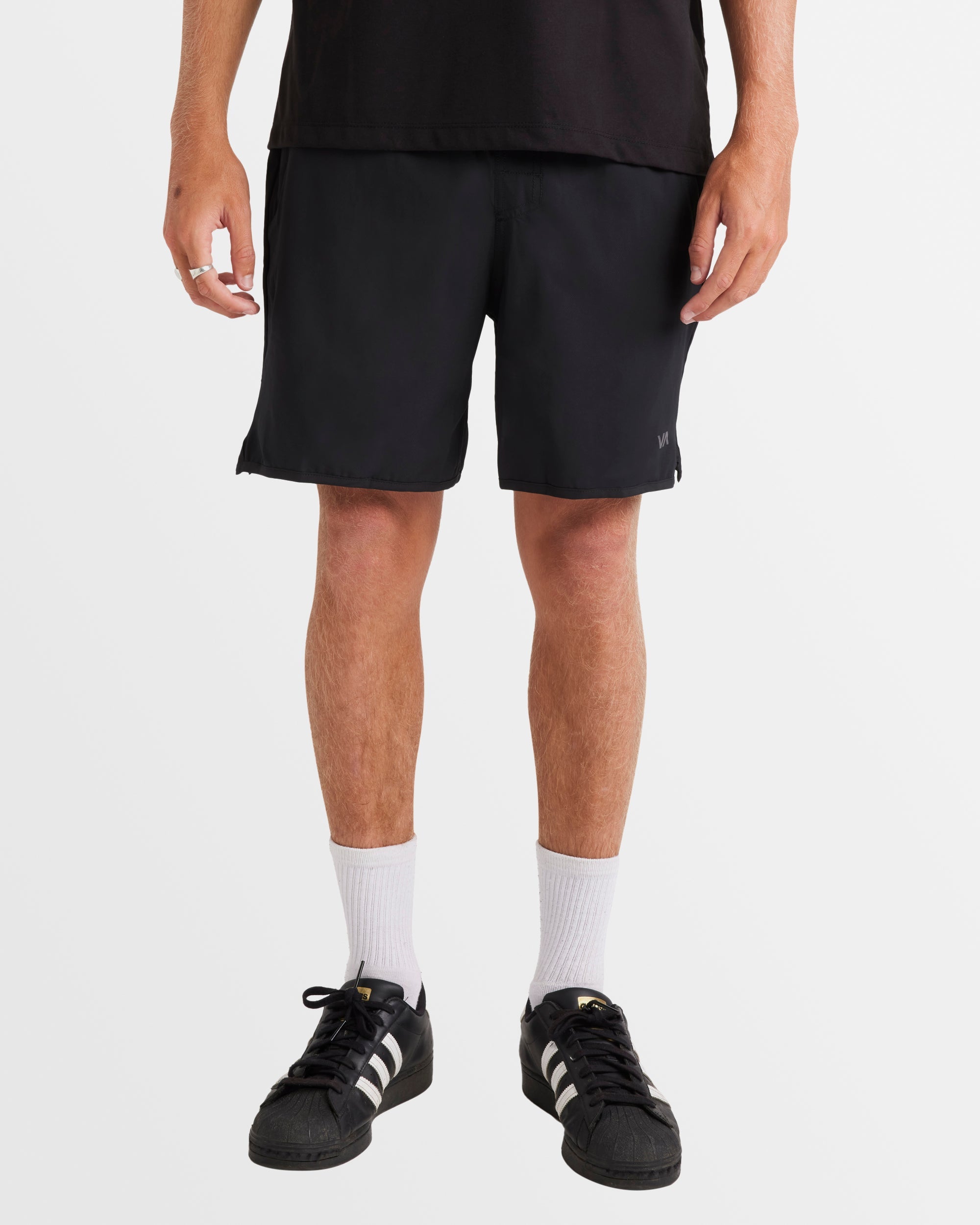 Pantalones Cortos Deportivos RVCA Yogger IV Hombre - Negro, 17 Pulgadas, Secado Rápido, Poliéster, Talla M