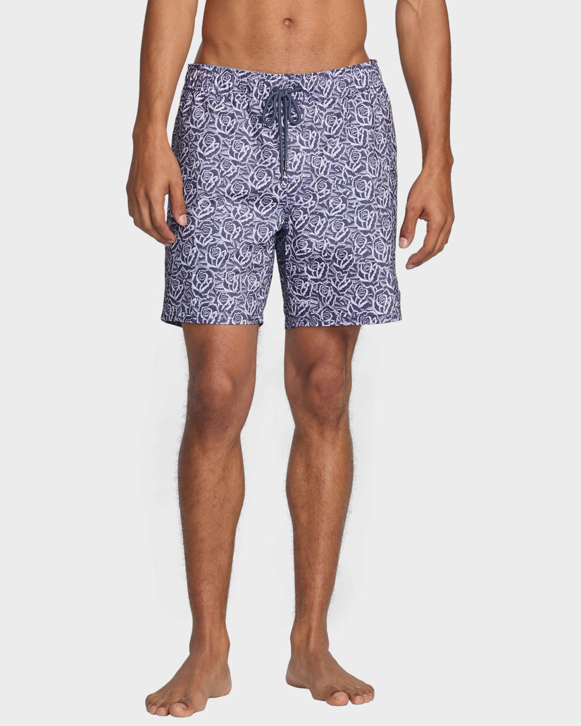 Mens Barba Roses 17" Elastic Waist Shorts