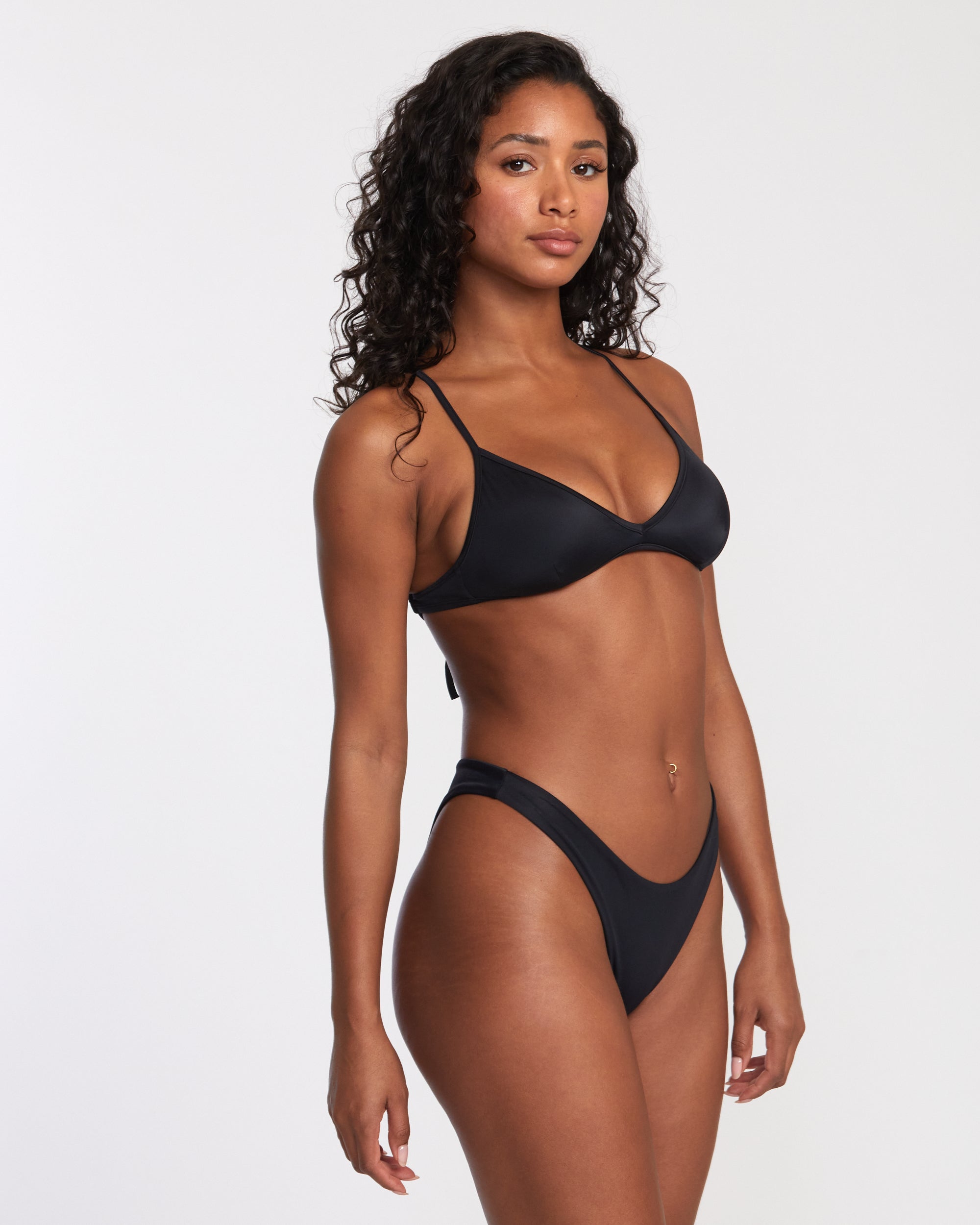 Womens Solid Triangle Crossback Bikini Top