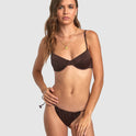 Womens Solid Shimmer Tie Skimpy Bikini Bottom
