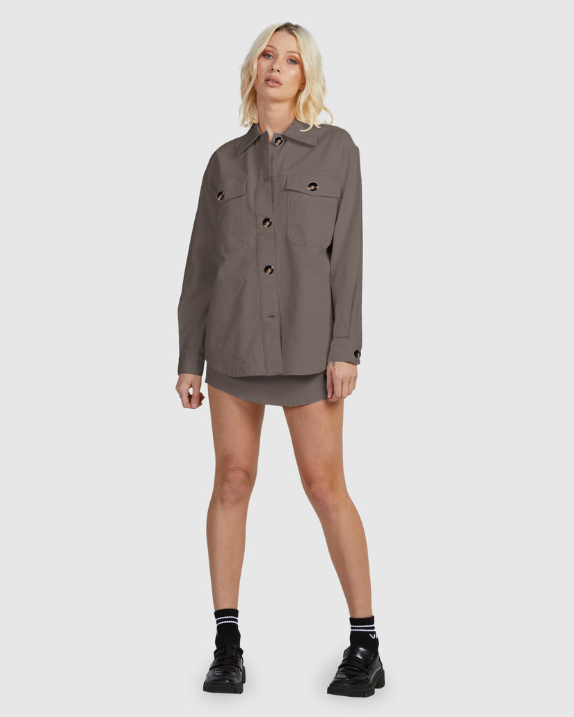 Womens Twill Shacket