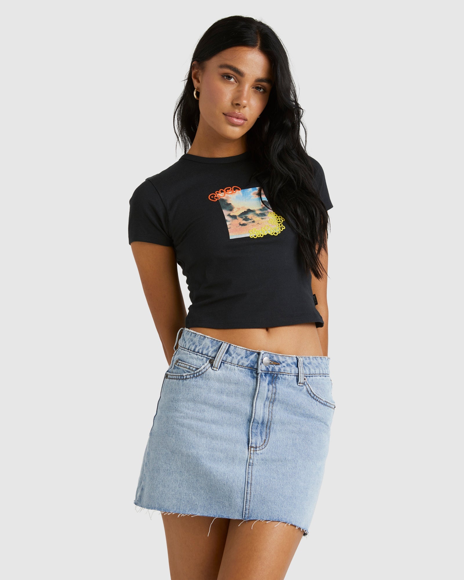 RVCA Junior's Walked Out Mid-Rise Beach Shorts - Smocked Waistband, Faux Fly & Side Slits - View #4