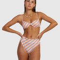 Womens Retro Waves Underwire Bikini Top