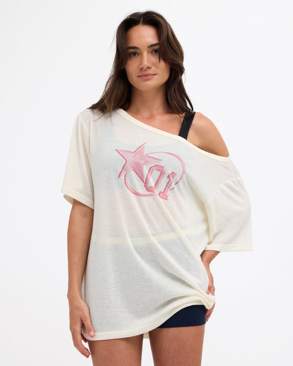 Womens Leisure Club Off The Shoulder T-Shirt