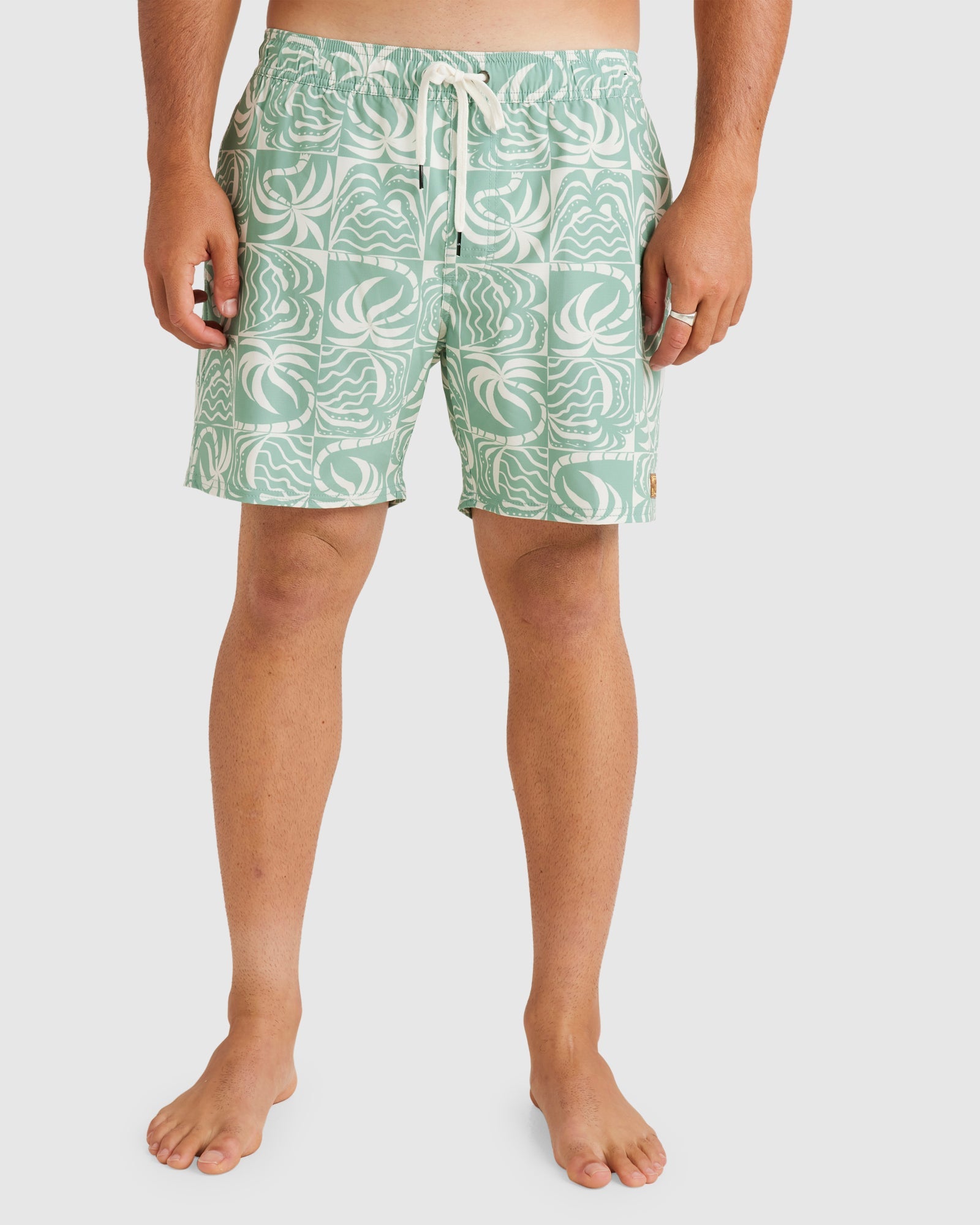 Mens Exotica Print 17" Elastic Swim Shorts