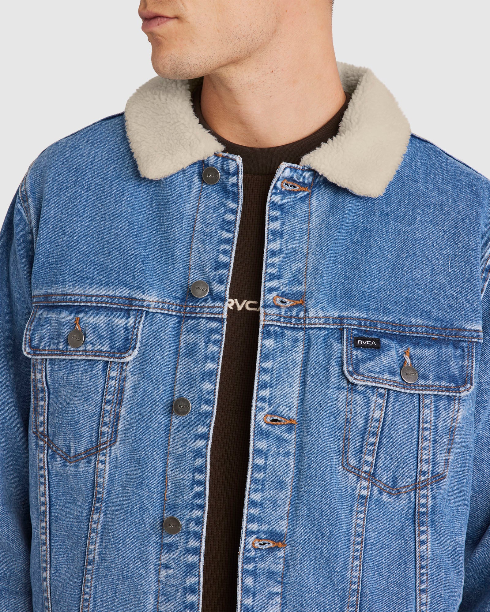 Mens Denim Sherpa Trucker Jacket