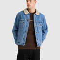 Mens Denim Sherpa Trucker Jacket