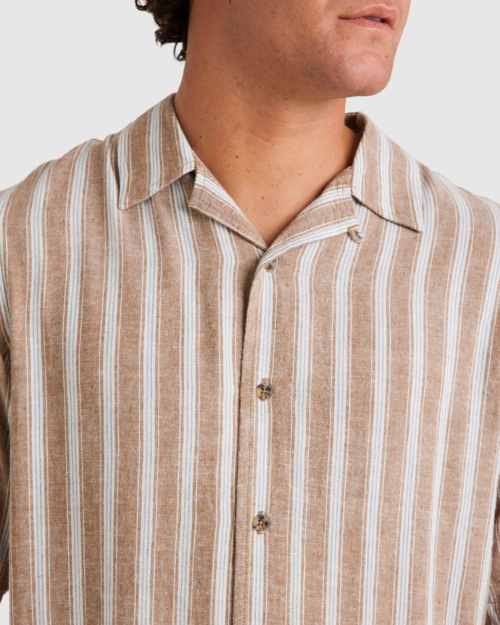 Mens Beat Stripe Vintage Short Sleeve Shirt